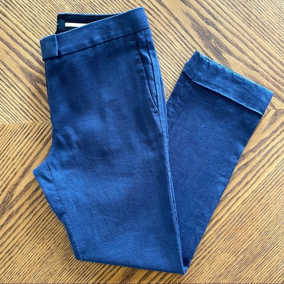 Ann Taylor Linen Cuffed Capri Pants in Blue - Picture 9 of 9
